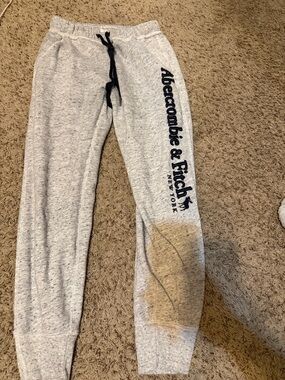 Abercrombie & Fitch Light Heather Gray Kids Joggers with Navy Logo